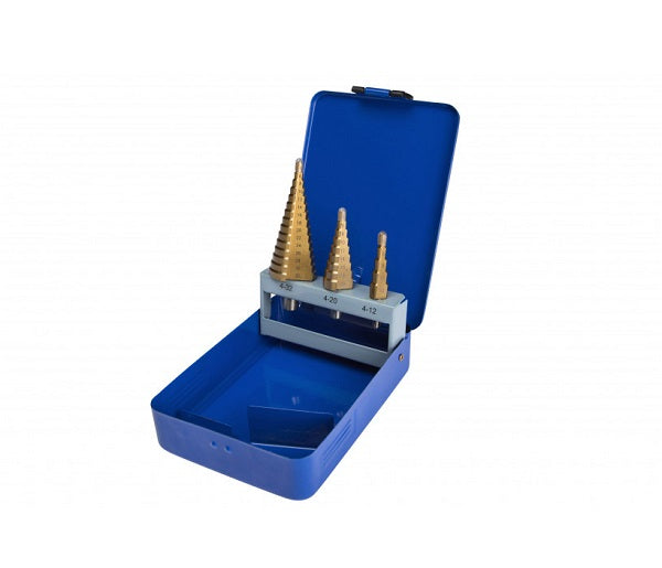 BlueSpot Titanium coated 3PCE HSS Step Drill Set (4-32mm)