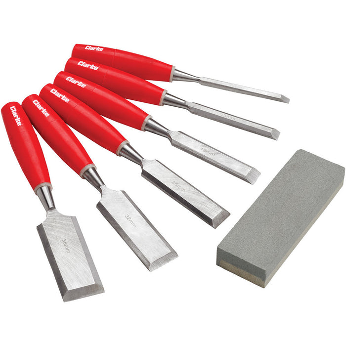 CLARKE CHT484 6pc Wood Chisel & Sharpening stone Set - Easy Deals Uk