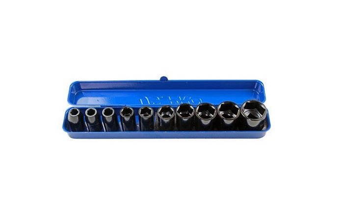 US Pro 10 Pce 1/2" Shallow Metric Impact Socket Set