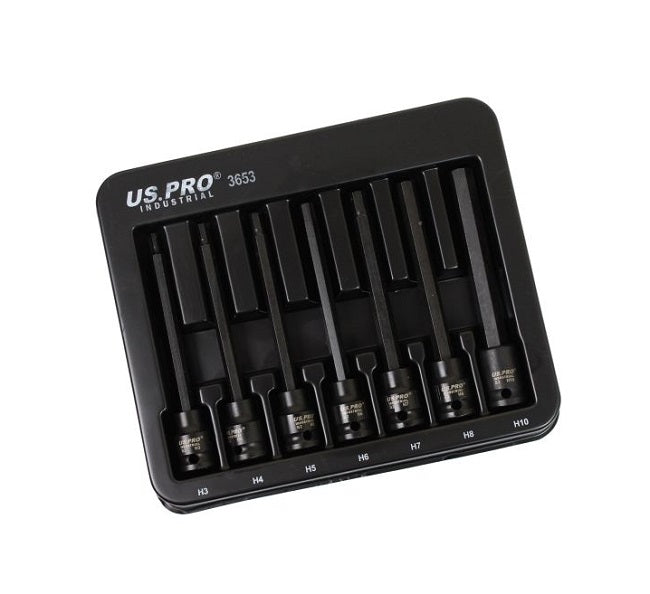 US Pro 7PC 3/8" DR Extra Long Impact Hex Bit Socket set - Easy Deals Uk