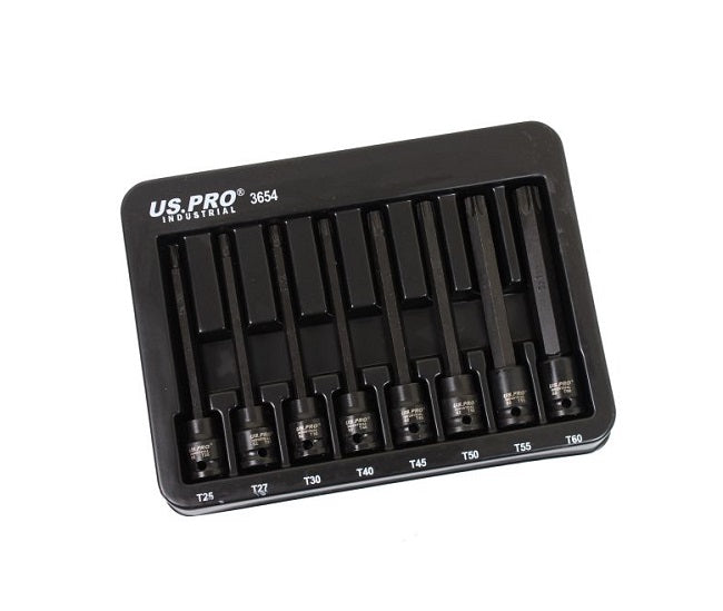 US Pro 8PC 3/8" DR Extra Long Impact Star Bit Socket set - Easy Deals Uk