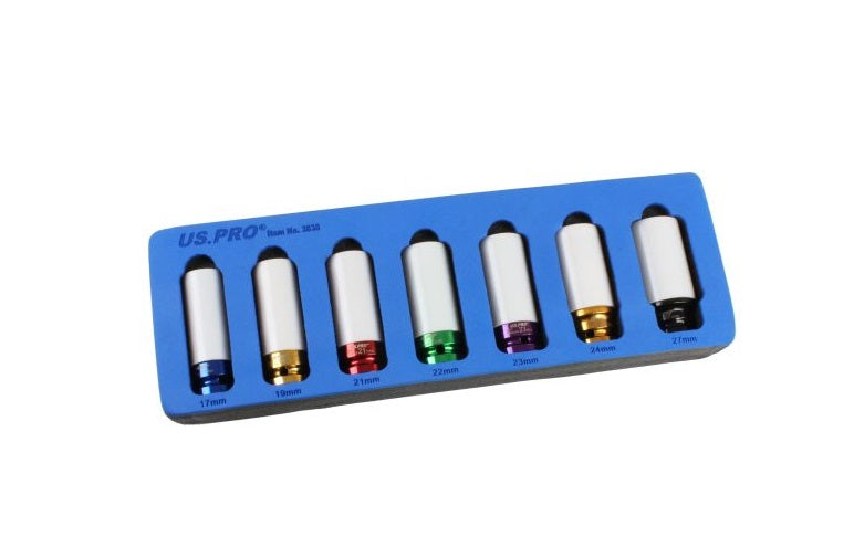 US Pro 7 Piece 1/2" Deep Alloy Wheel Socket Set