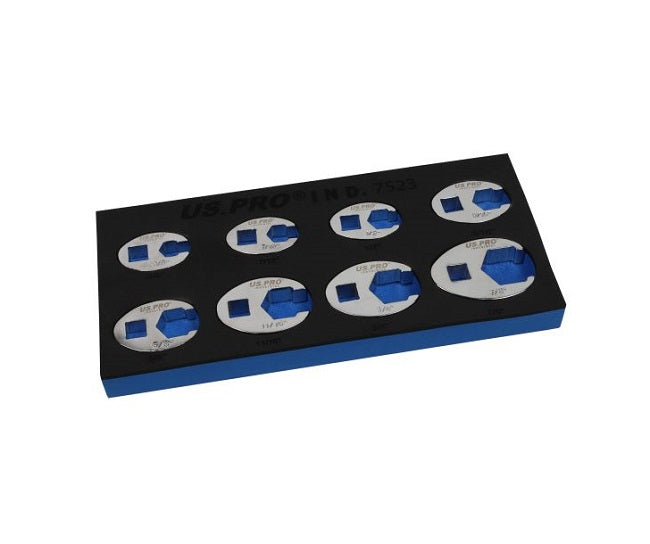 US Pro 8 Piece 3/8" Drive SAE AF Crows foot Set IN EVA TRAY