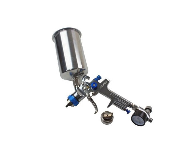 US Pro HVLP Spray Gun Kit With Regulator - 2 x Nozzles