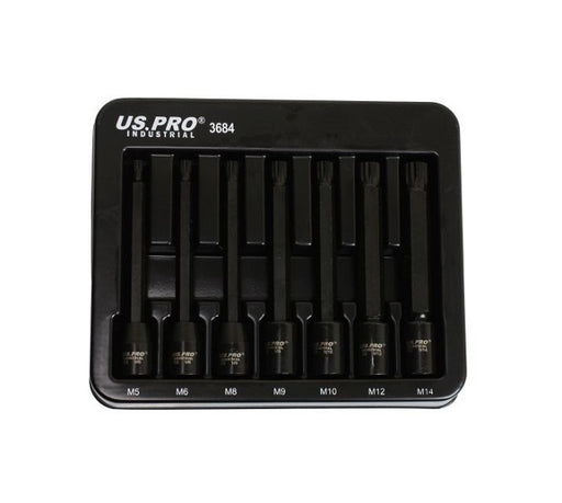 US Pro 7PC 3/8&quot; DR Extra Long Impact Spline Bit Socket set - Easy Deals Uk 