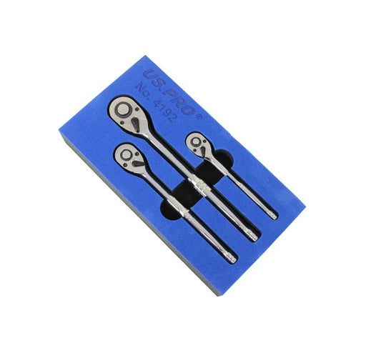 US Pro 3PC Full-Size Ratchet Set - 1/4&quot;, 3/8&quot; &amp; 1/2&quot; - Easy Deals Uk 